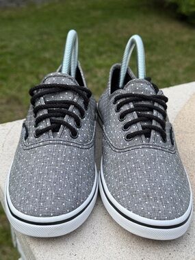 W7 Gray and White Polka Dot Vans Like New!!
